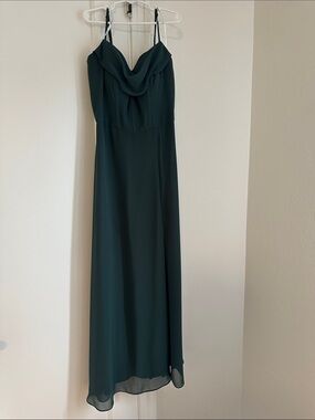Jasmine Deep GreenCowl Neck Spaghetti Strap Maxi Dress